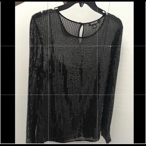 DKNY long sleeve sequin blouse